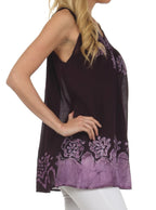 Sakkas Batik Embroidered V-Neck Sleeveless Blouse tops La Vie Bien Sakkas Batik Embroidered V-Neck Sleeveless Blouse
