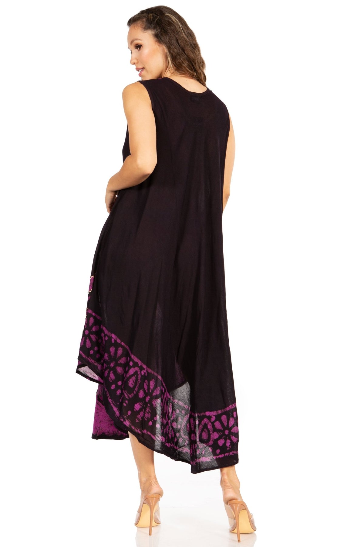 Sakkas Batik Flower Caftan Tank Dress / Cover Up dresses La Vie Bien Sakkas Batik Flower Caftan Tank Dress / Cover Up