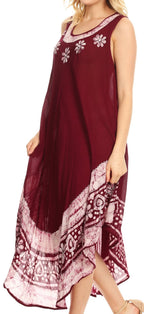 Sakkas Batik Flower Caftan Tank Dress / Cover Up dresses La Vie Bien Sakkas Batik Flower Caftan Tank Dress / Cover Up