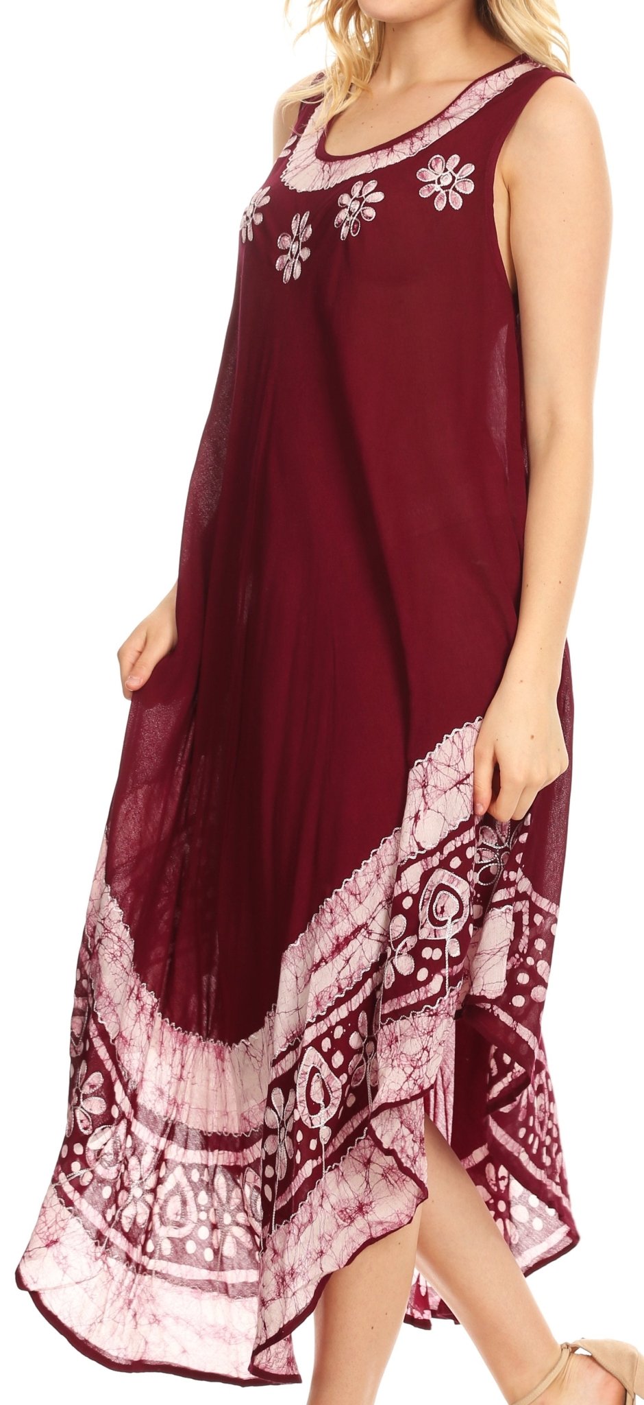 Sakkas Batik Flower Caftan Tank Dress / Cover Up dresses La Vie Bien Sakkas Batik Flower Caftan Tank Dress / Cover Up