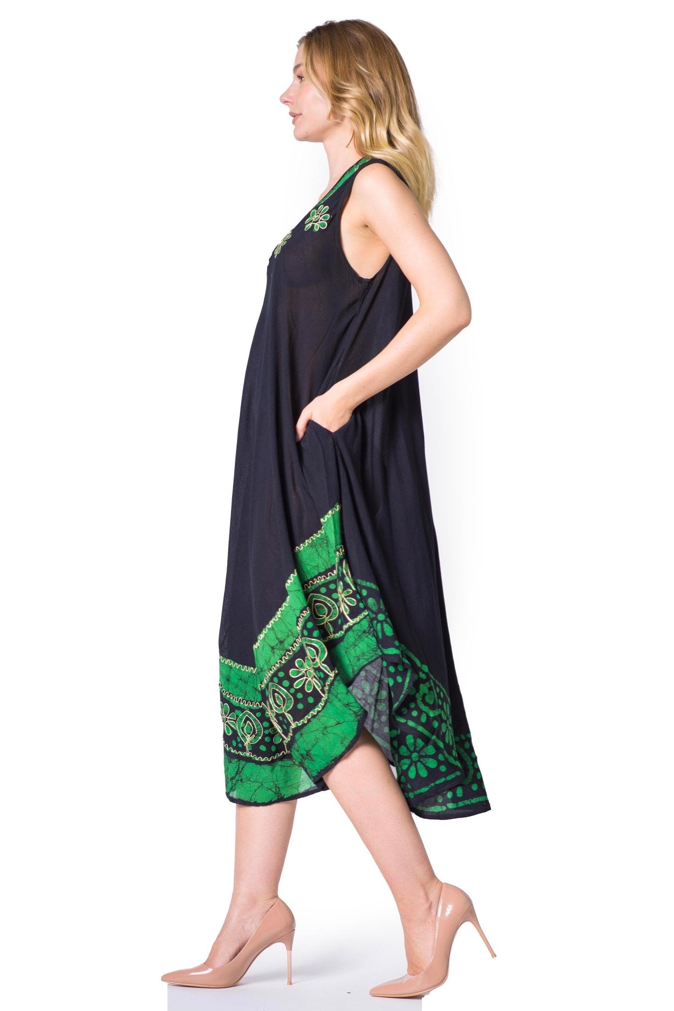 Sakkas Batik Flower Caftan Tank Dress / Cover Up dresses La Vie Bien Sakkas Batik Flower Caftan Tank Dress / Cover Up