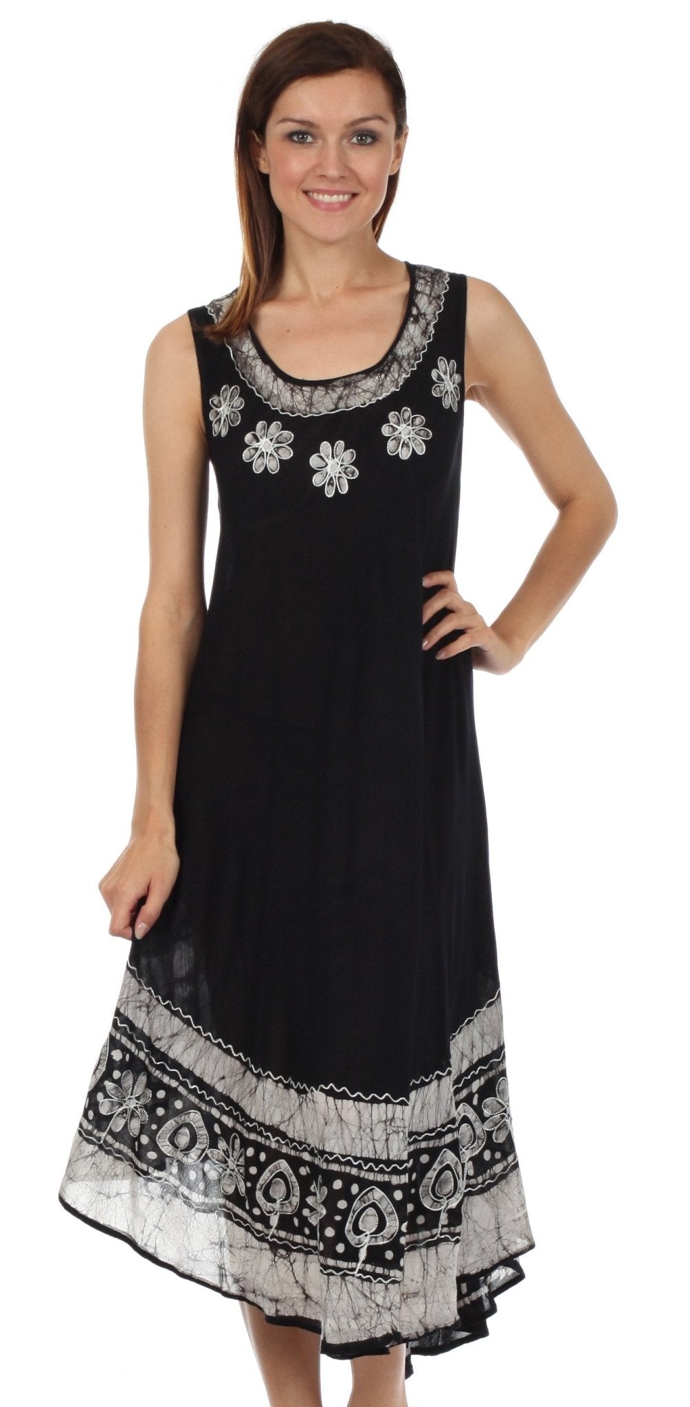 Sakkas Batik Flower Caftan Tank Dress / Cover Up dresses La Vie Bien Sakkas Batik Flower Caftan Tank Dress / Cover Up