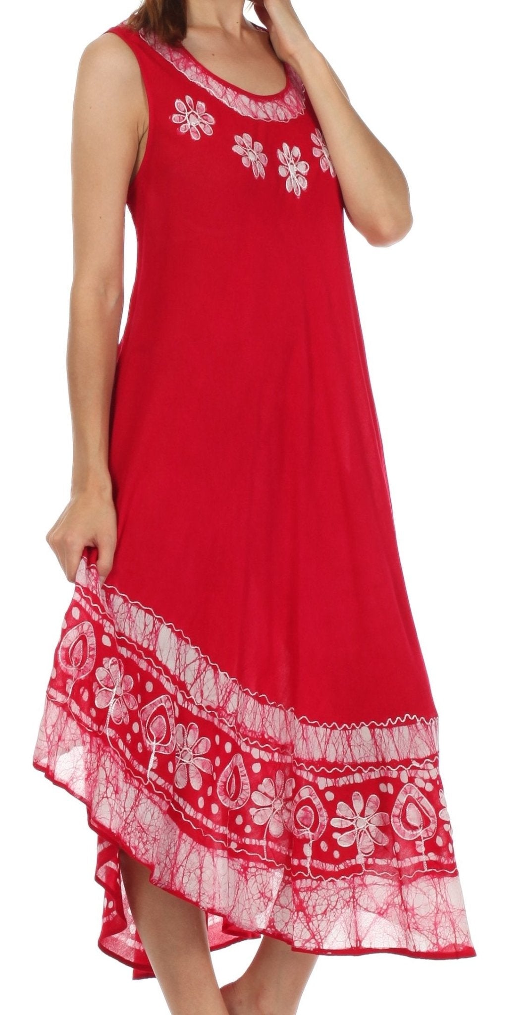 Sakkas Batik Flower Caftan Tank Dress / Cover Up dresses La Vie Bien Sakkas Batik Flower Caftan Tank Dress / Cover Up