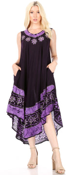 Sakkas Batik Flower Caftan Tank Dress / Cover Up dresses La Vie Bien Sakkas Batik Flower Caftan Tank Dress / Cover Up