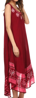 Sakkas Batik Flower Caftan Tank Dress / Cover Up dresses La Vie Bien Sakkas Batik Flower Caftan Tank Dress / Cover Up