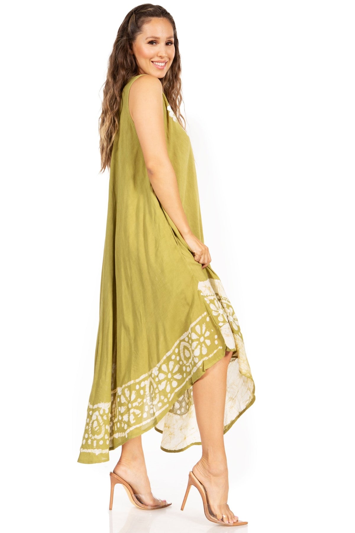 Sakkas Batik Flower Caftan Tank Dress / Cover Up dresses La Vie Bien Sakkas Batik Flower Caftan Tank Dress / Cover Up