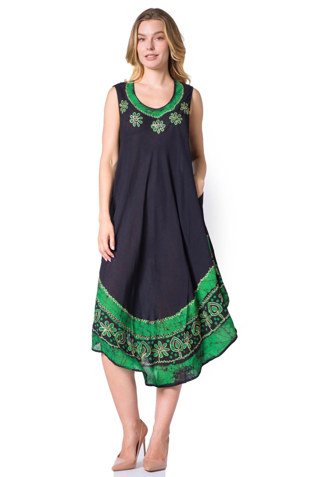 Sakkas Batik Flower Caftan Tank Dress / Cover Up dresses La Vie Bien Sakkas Batik Flower Caftan Tank Dress / Cover Up