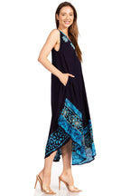 Sakkas Batik Flower Caftan Tank Dress / Cover Up dresses La Vie Bien Sakkas Batik Flower Caftan Tank Dress / Cover Up