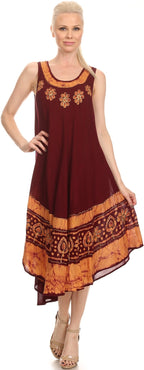 Sakkas Batik Flower Caftan Tank Dress / Cover Up dresses La Vie Bien Sakkas Batik Flower Caftan Tank Dress / Cover Up