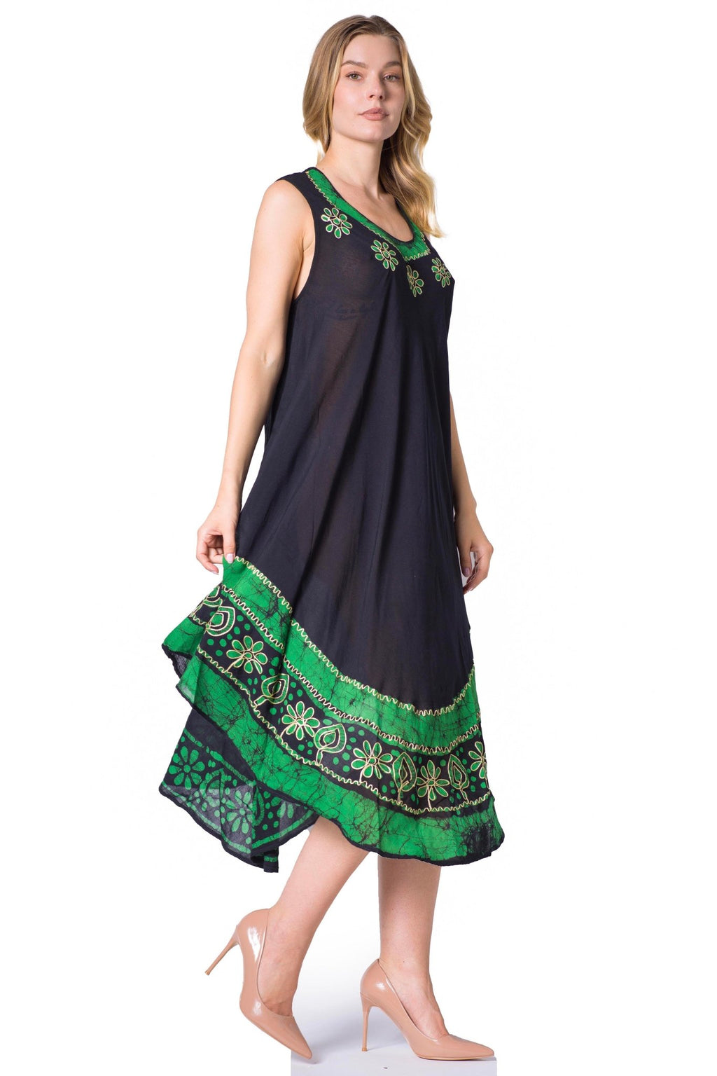 Sakkas Batik Flower Caftan Tank Dress / Cover Up dresses La Vie Bien Sakkas Batik Flower Caftan Tank Dress / Cover Up