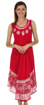 Sakkas Batik Flower Caftan Tank Dress / Cover Up dresses La Vie Bien Sakkas Batik Flower Caftan Tank Dress / Cover Up