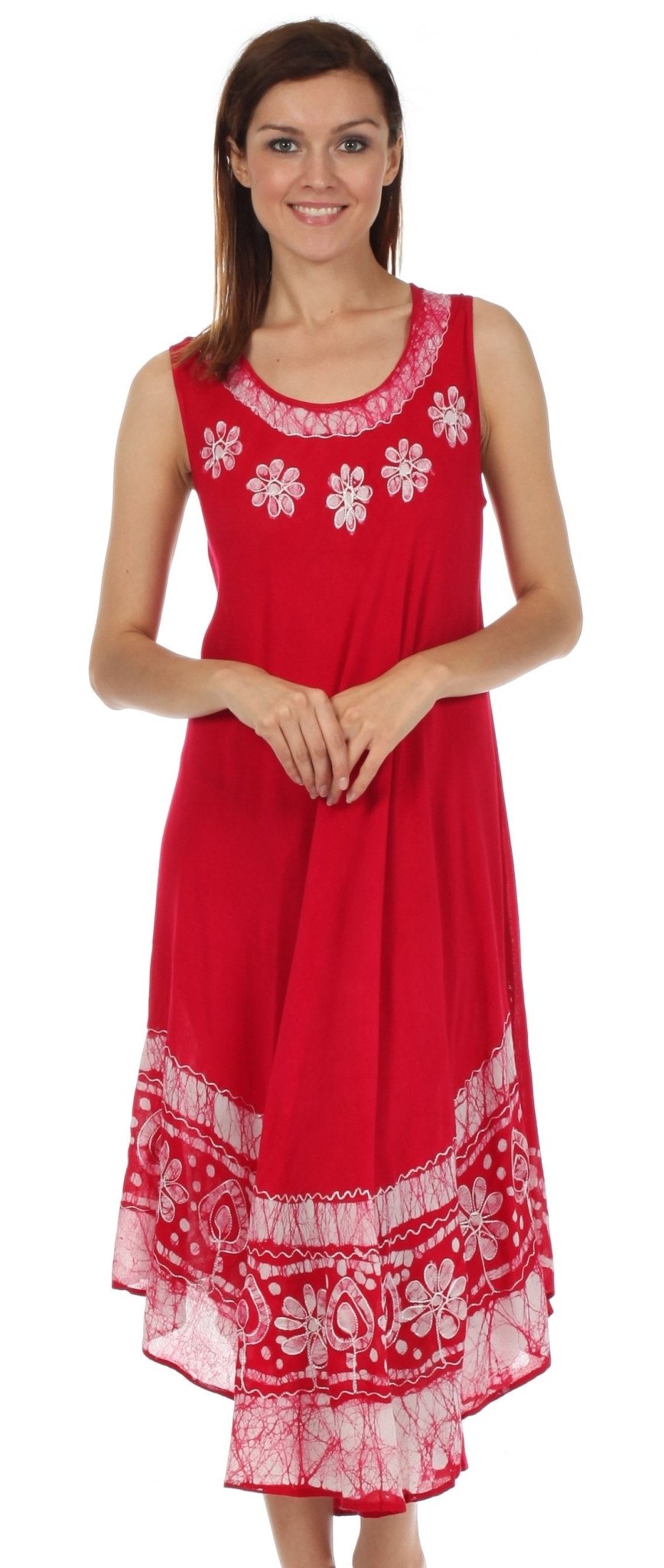 Sakkas Batik Flower Caftan Tank Dress / Cover Up dresses La Vie Bien Sakkas Batik Flower Caftan Tank Dress / Cover Up