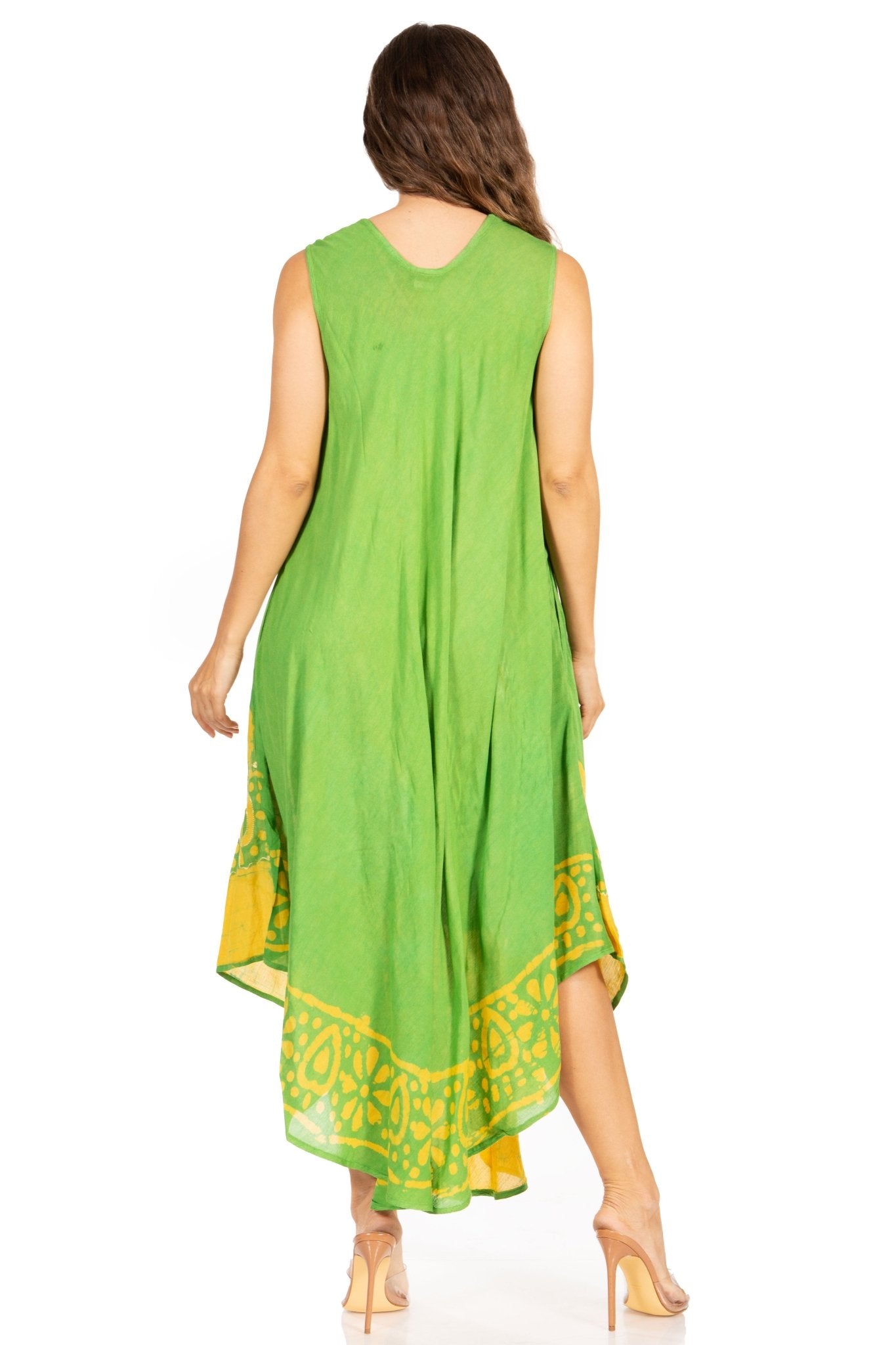 Sakkas Batik Flower Caftan Tank Dress / Cover Up dresses La Vie Bien Sakkas Batik Flower Caftan Tank Dress / Cover Up