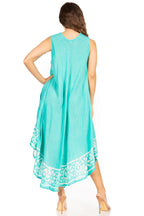 Sakkas Batik Flower Caftan Tank Dress / Cover Up dresses La Vie Bien Sakkas Batik Flower Caftan Tank Dress / Cover Up