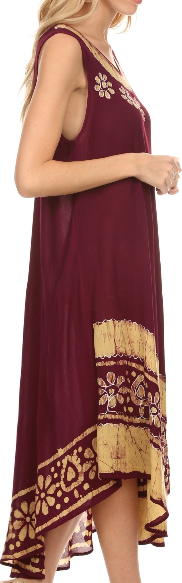 Sakkas Batik Flower Caftan Tank Dress / Cover Up dresses La Vie Bien Sakkas Batik Flower Caftan Tank Dress / Cover Up