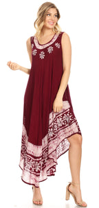 Sakkas Batik Flower Caftan Tank Dress / Cover Up dresses La Vie Bien Sakkas Batik Flower Caftan Tank Dress / Cover Up