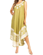 Sakkas Batik Flower Caftan Tank Dress / Cover Up dresses La Vie Bien Sakkas Batik Flower Caftan Tank Dress / Cover Up