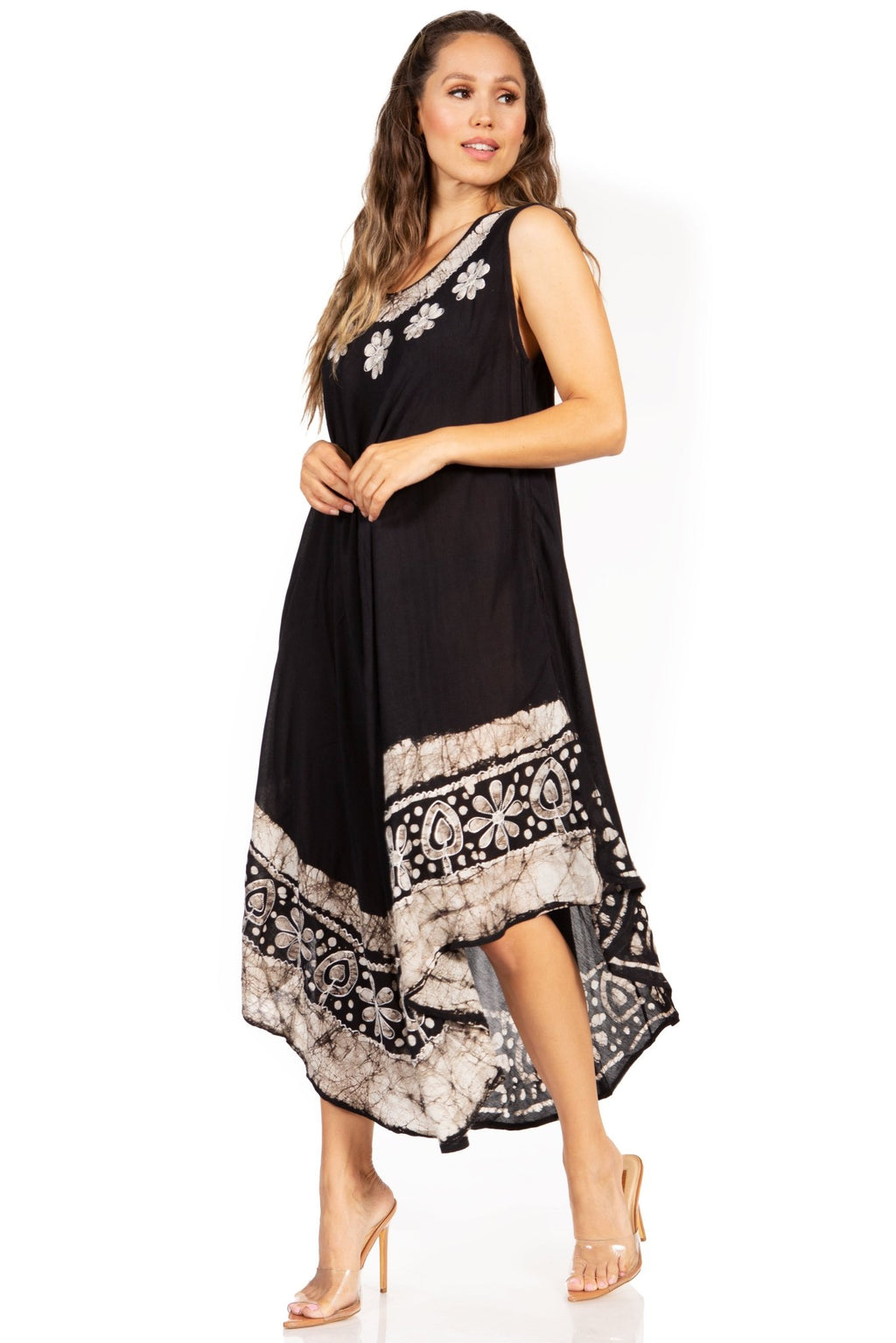 Sakkas Batik Flower Caftan Tank Dress / Cover Up dresses La Vie Bien Sakkas Batik Flower Caftan Tank Dress / Cover Up