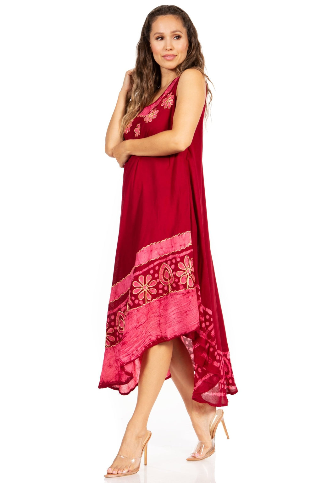 Sakkas Batik Flower Caftan Tank Dress / Cover Up dresses La Vie Bien Sakkas Batik Flower Caftan Tank Dress / Cover Up