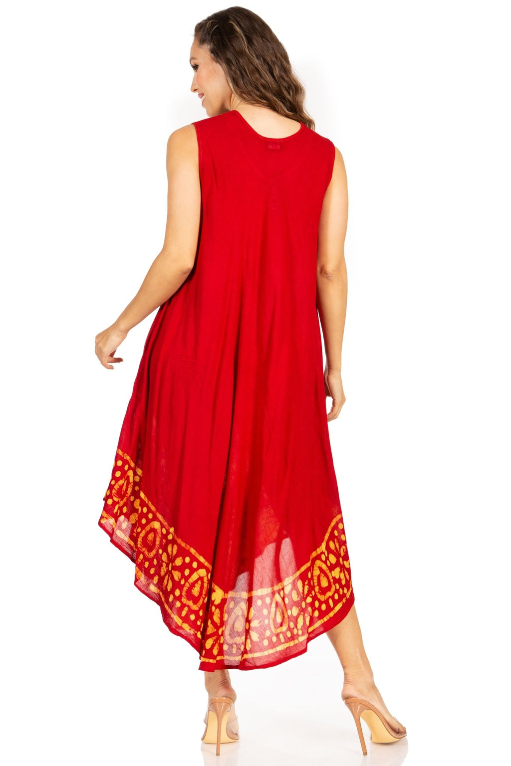 Sakkas Batik Flower Caftan Tank Dress / Cover Up dresses La Vie Bien Sakkas Batik Flower Caftan Tank Dress / Cover Up