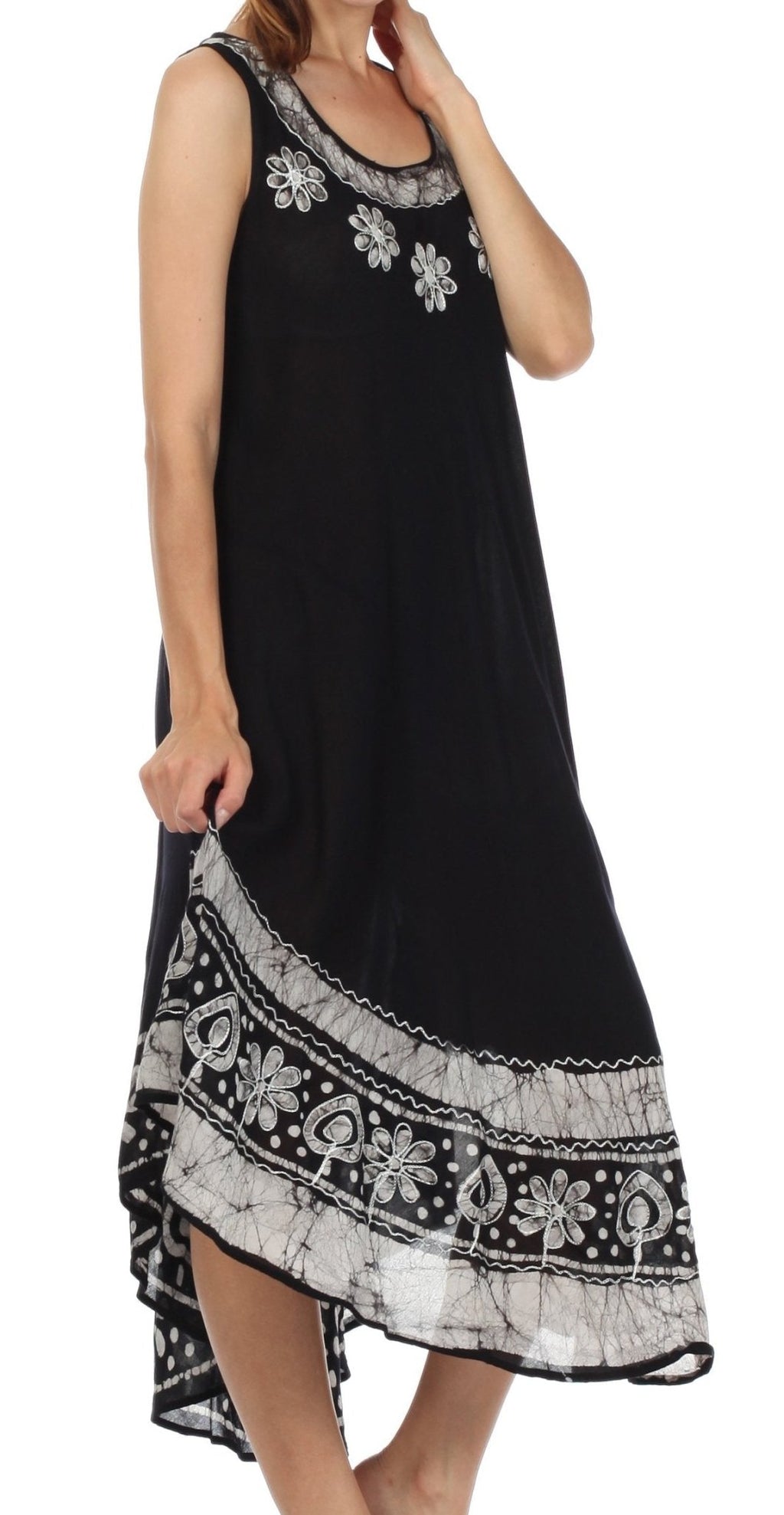 Sakkas Batik Flower Caftan Tank Dress / Cover Up dresses La Vie Bien Sakkas Batik Flower Caftan Tank Dress / Cover Up