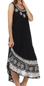 Sakkas Batik Flower Caftan Tank Dress / Cover Up dresses La Vie Bien Sakkas Batik Flower Caftan Tank Dress / Cover Up