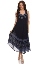 Sakkas Batik Flower Caftan Tank Dress / Cover Up dresses La Vie Bien Sakkas Batik Flower Caftan Tank Dress / Cover Up