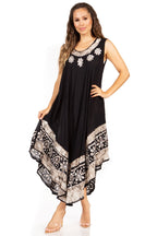 Sakkas Batik Flower Caftan Tank Dress / Cover Up dresses La Vie Bien Sakkas Batik Flower Caftan Tank Dress / Cover Up