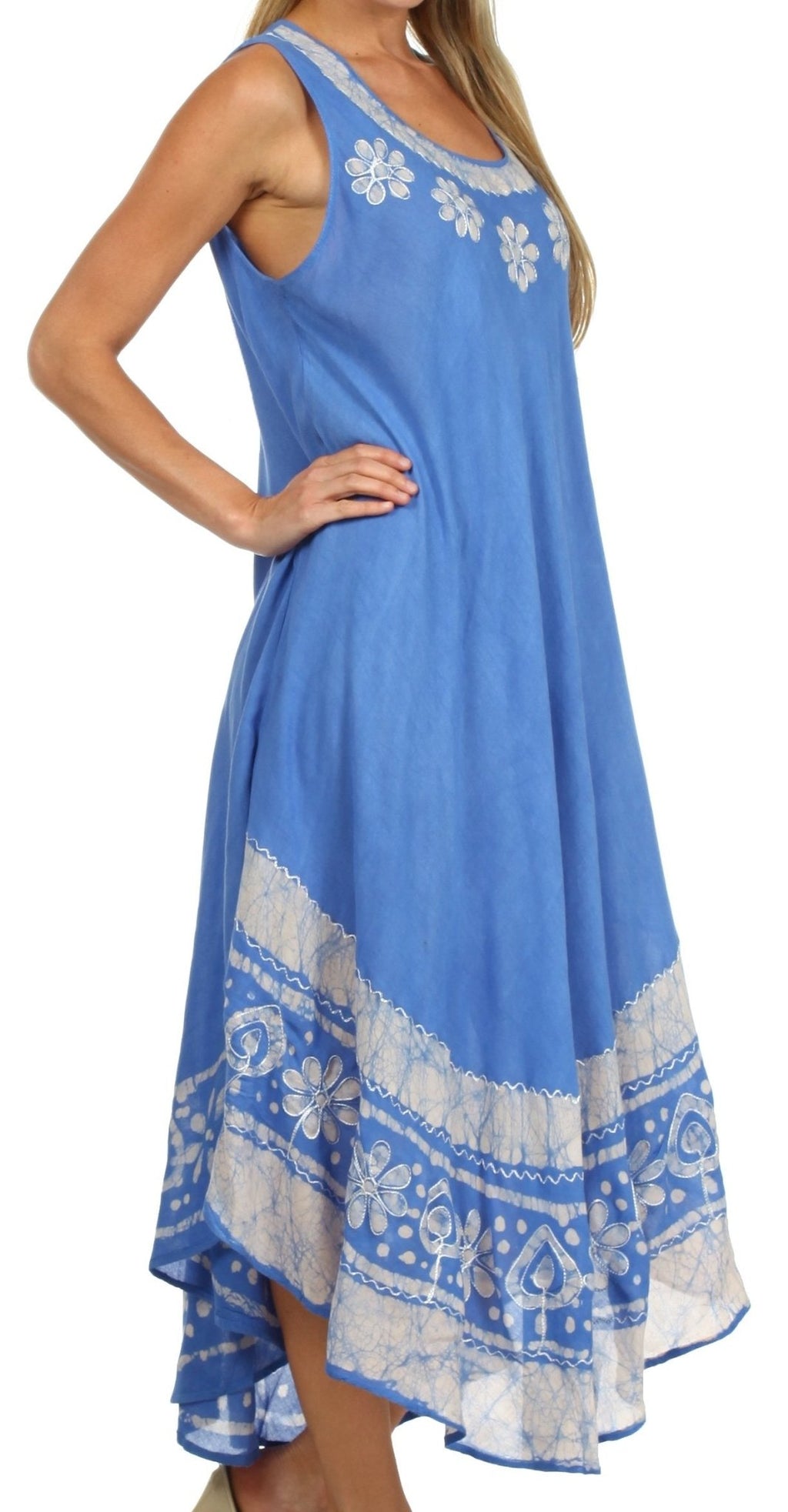Sakkas Batik Flower Caftan Tank Dress / Cover Up dresses La Vie Bien Sakkas Batik Flower Caftan Tank Dress / Cover Up