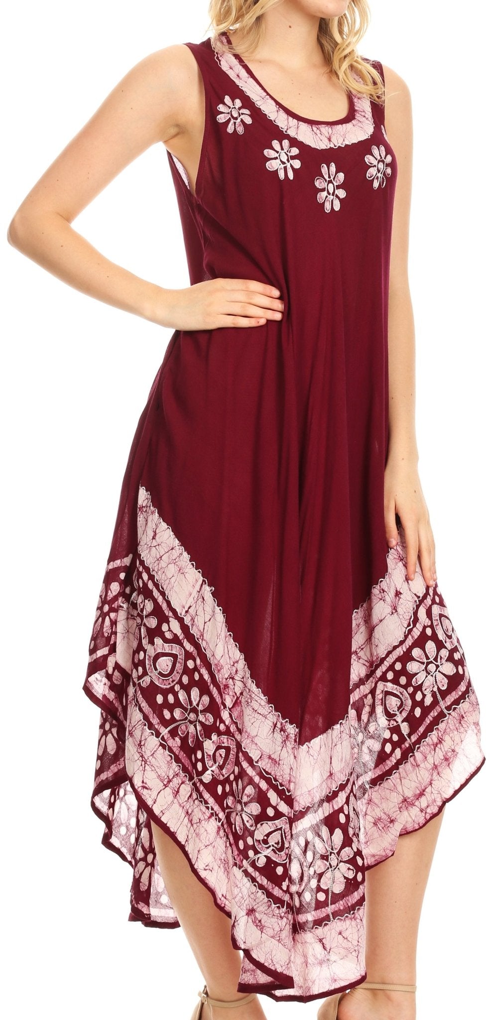 Sakkas Batik Flower Caftan Tank Dress / Cover Up dresses La Vie Bien Sakkas Batik Flower Caftan Tank Dress / Cover Up