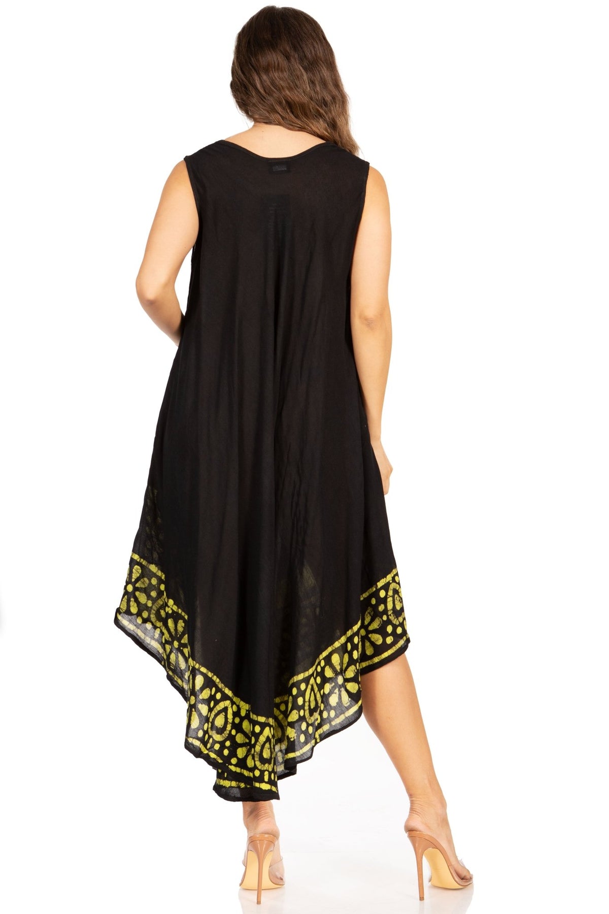 Sakkas Batik Flower Caftan Tank Dress / Cover Up dresses La Vie Bien Sakkas Batik Flower Caftan Tank Dress / Cover Up