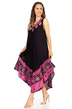 Sakkas Batik Flower Caftan Tank Dress / Cover Up dresses La Vie Bien Sakkas Batik Flower Caftan Tank Dress / Cover Up