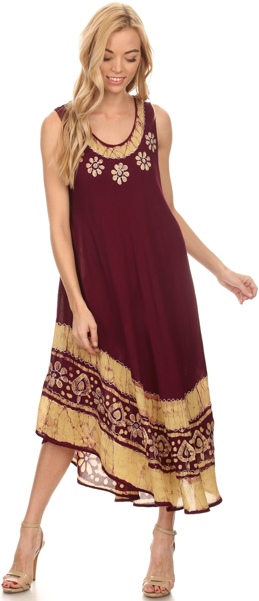 Sakkas Batik Flower Caftan Tank Dress / Cover Up dresses La Vie Bien Sakkas Batik Flower Caftan Tank Dress / Cover Up