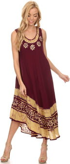 Sakkas Batik Flower Caftan Tank Dress / Cover Up dresses La Vie Bien Sakkas Batik Flower Caftan Tank Dress / Cover Up