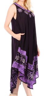Sakkas Batik Flower Caftan Tank Dress / Cover Up dresses La Vie Bien Sakkas Batik Flower Caftan Tank Dress / Cover Up
