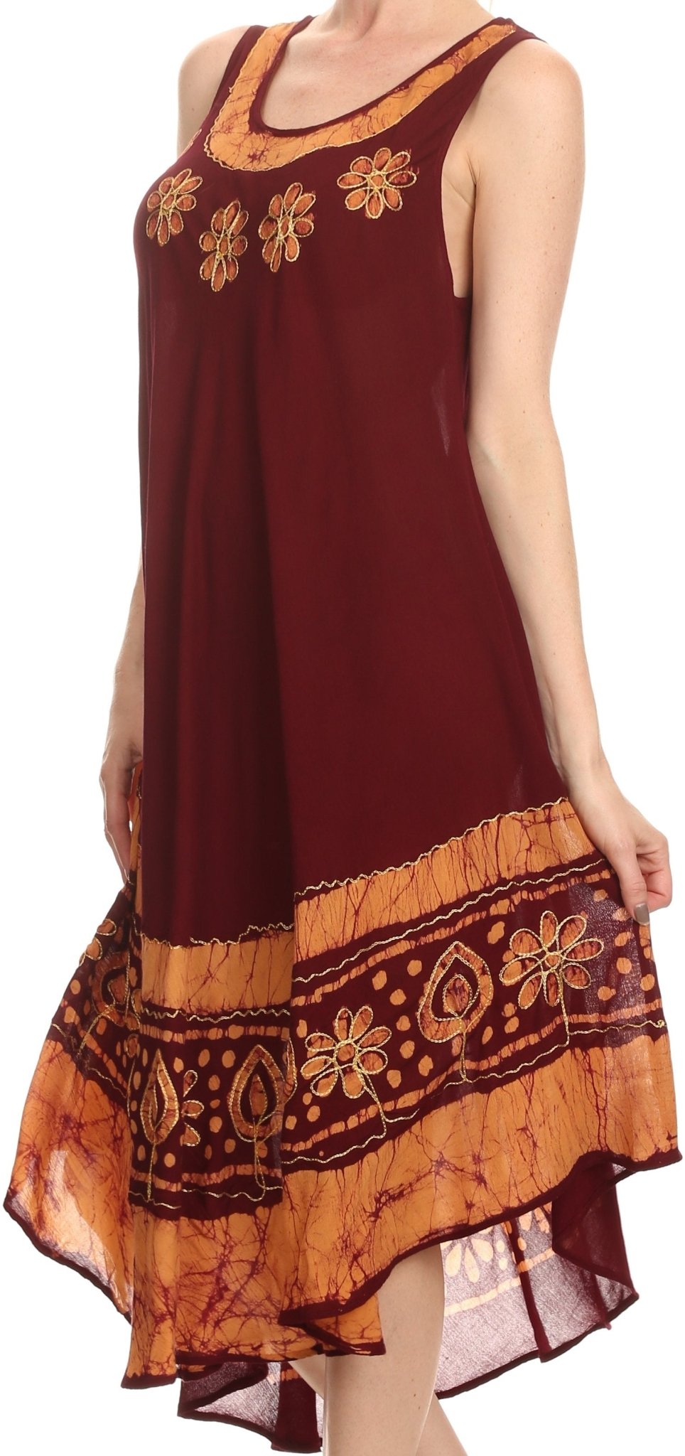 Sakkas Batik Flower Caftan Tank Dress / Cover Up dresses La Vie Bien Sakkas Batik Flower Caftan Tank Dress / Cover Up