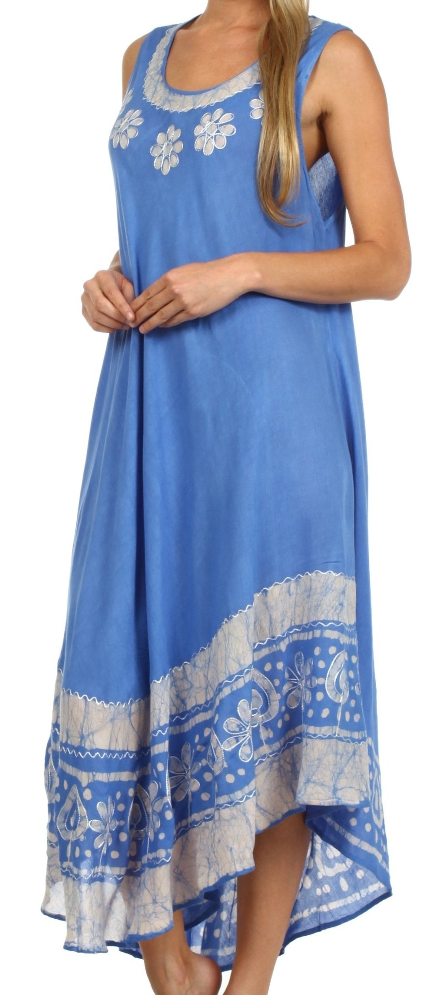 Sakkas Batik Flower Caftan Tank Dress / Cover Up dresses La Vie Bien Sakkas Batik Flower Caftan Tank Dress / Cover Up