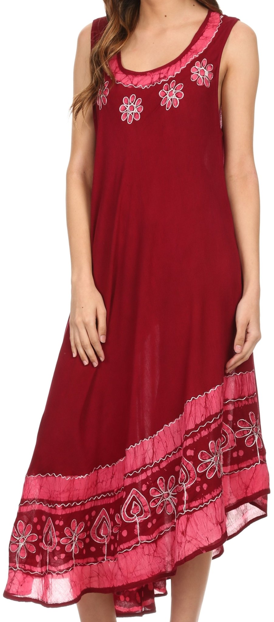 Sakkas Batik Flower Caftan Tank Dress / Cover Up dresses La Vie Bien Sakkas Batik Flower Caftan Tank Dress / Cover Up