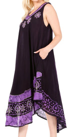 Sakkas Batik Flower Caftan Tank Dress / Cover Up dresses La Vie Bien Sakkas Batik Flower Caftan Tank Dress / Cover Up