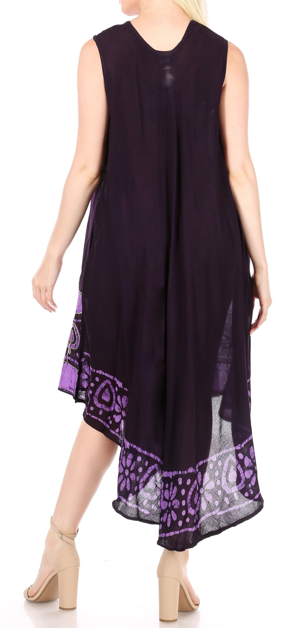 Sakkas Batik Flower Caftan Tank Dress / Cover Up dresses La Vie Bien Sakkas Batik Flower Caftan Tank Dress / Cover Up