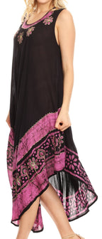 Sakkas Batik Flower Caftan Tank Dress / Cover Up dresses La Vie Bien Sakkas Batik Flower Caftan Tank Dress / Cover Up