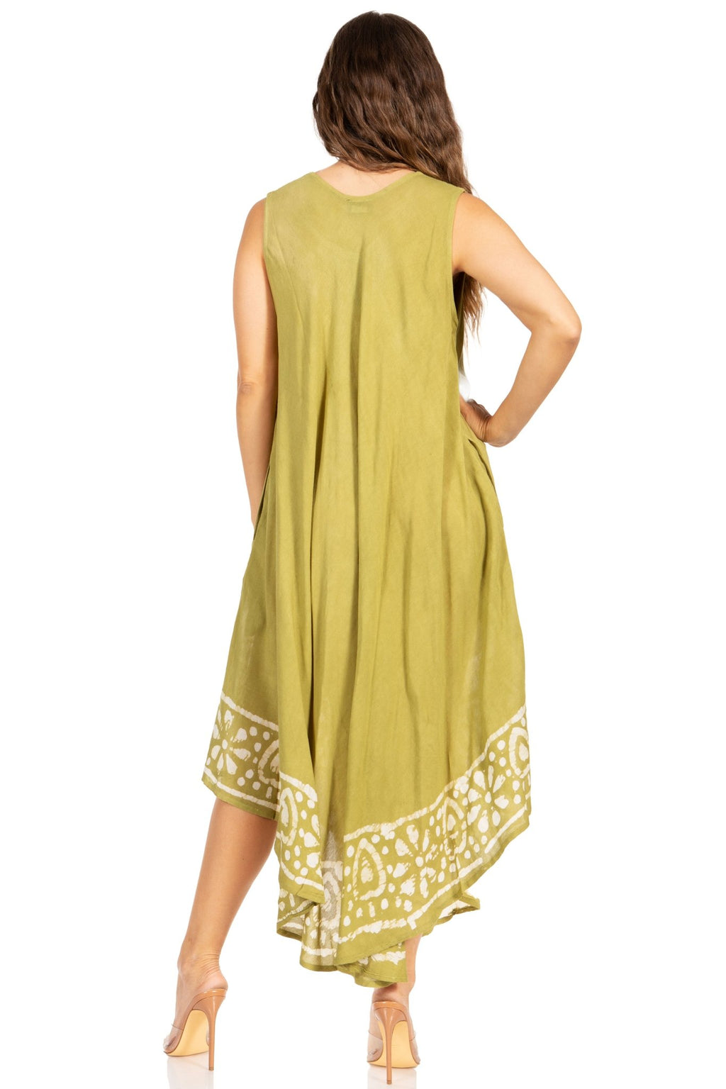 Sakkas Batik Flower Caftan Tank Dress / Cover Up dresses La Vie Bien Sakkas Batik Flower Caftan Tank Dress / Cover Up