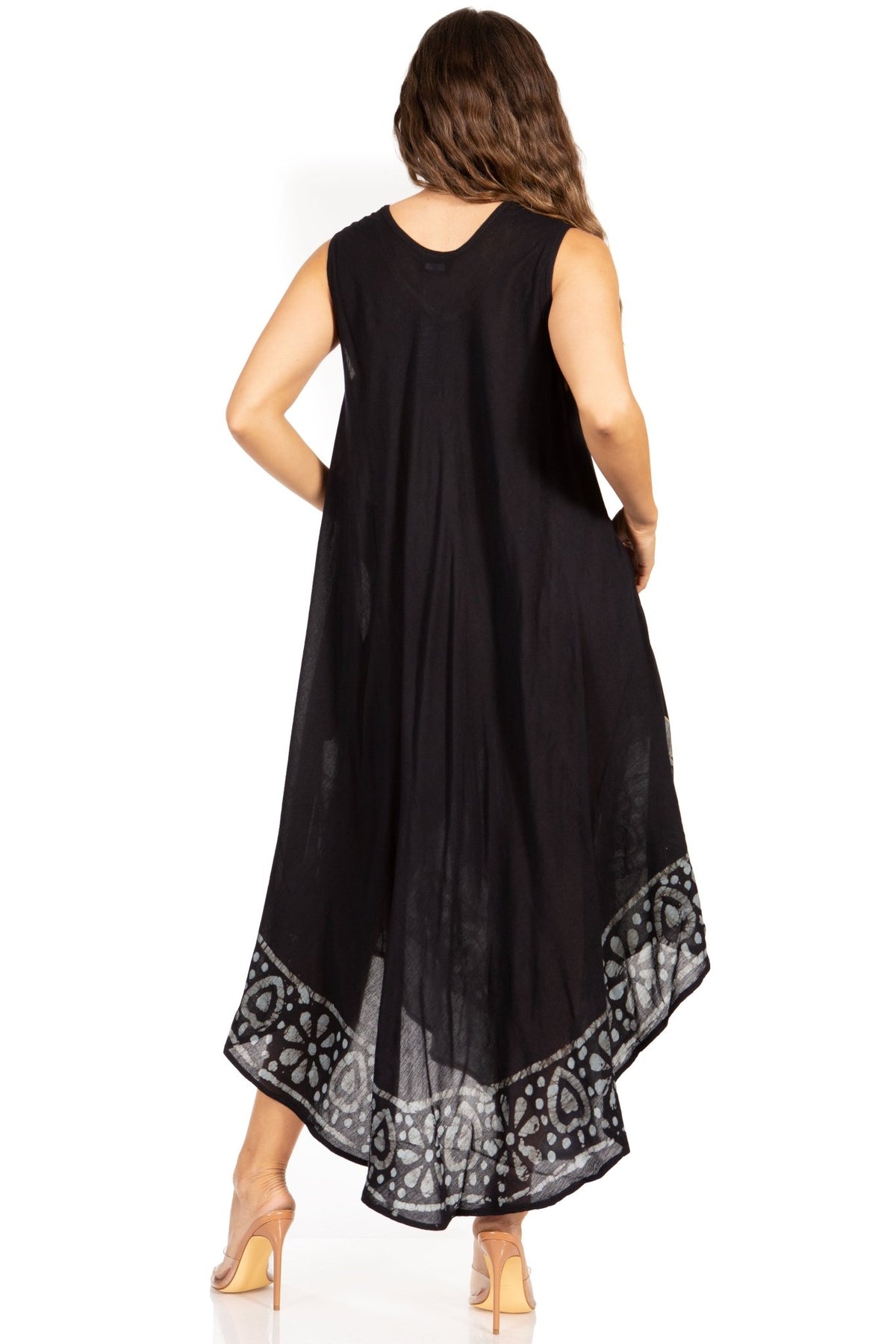 Sakkas Batik Flower Caftan Tank Dress / Cover Up dresses La Vie Bien Sakkas Batik Flower Caftan Tank Dress / Cover Up