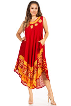 Sakkas Batik Flower Caftan Tank Dress / Cover Up dresses La Vie Bien Sakkas Batik Flower Caftan Tank Dress / Cover Up