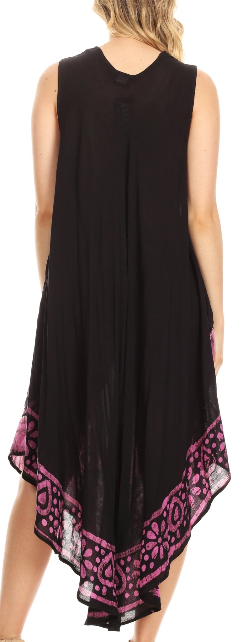 Sakkas Batik Flower Caftan Tank Dress / Cover Up dresses La Vie Bien Sakkas Batik Flower Caftan Tank Dress / Cover Up