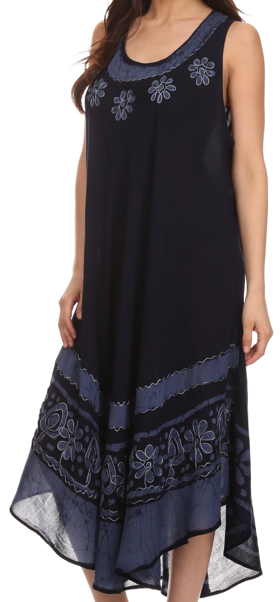 Sakkas Batik Flower Caftan Tank Dress / Cover Up dresses La Vie Bien Sakkas Batik Flower Caftan Tank Dress / Cover Up