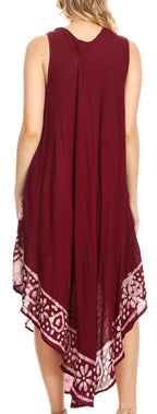Sakkas Batik Flower Caftan Tank Dress / Cover Up dresses La Vie Bien Sakkas Batik Flower Caftan Tank Dress / Cover Up