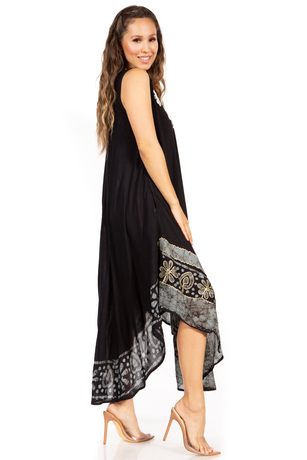 Sakkas Batik Flower Caftan Tank Dress / Cover Up dresses La Vie Bien Sakkas Batik Flower Caftan Tank Dress / Cover Up
