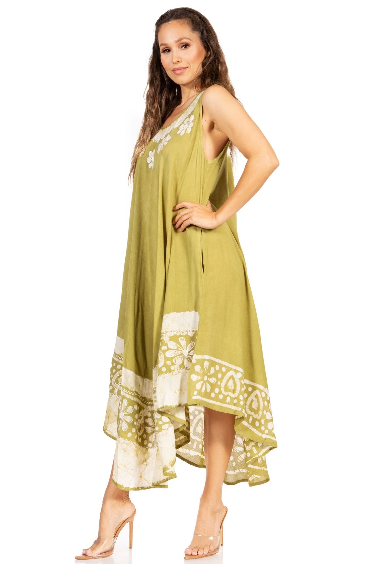 Sakkas Batik Flower Caftan Tank Dress / Cover Up dresses La Vie Bien Sakkas Batik Flower Caftan Tank Dress / Cover Up