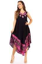 Sakkas Batik Flower Caftan Tank Dress / Cover Up dresses La Vie Bien Sakkas Batik Flower Caftan Tank Dress / Cover Up